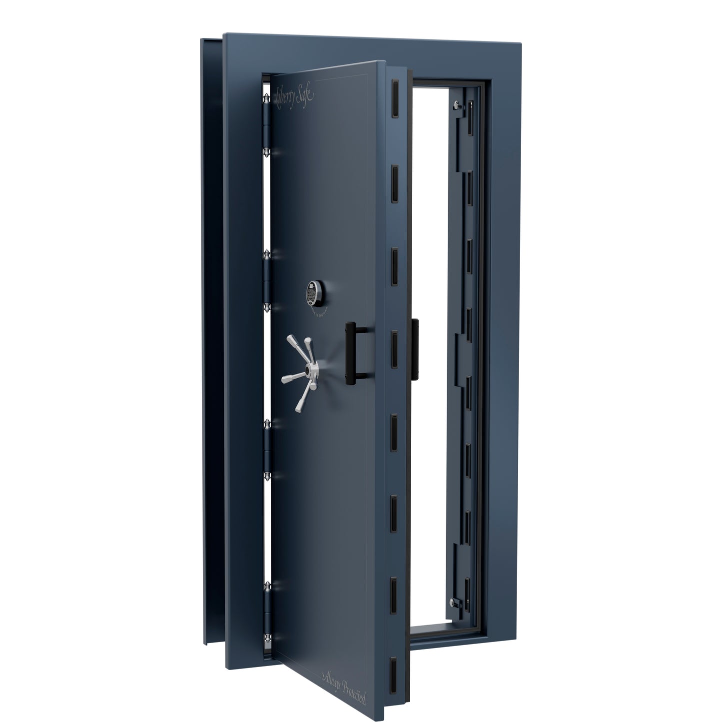 Vault Door Series | Out-Swing | Left Hinge | Blue Gloss | Electronic Lock - open