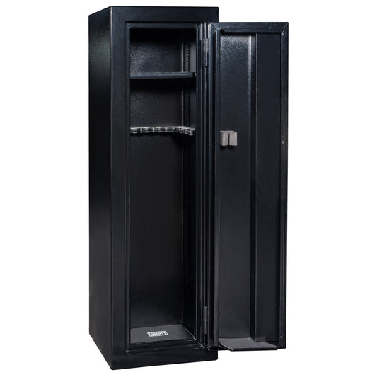 Gun Cabinet 14 | Dimensions: 59"(H) x 18"(W) x 16"(D*) | Textured Black - Open