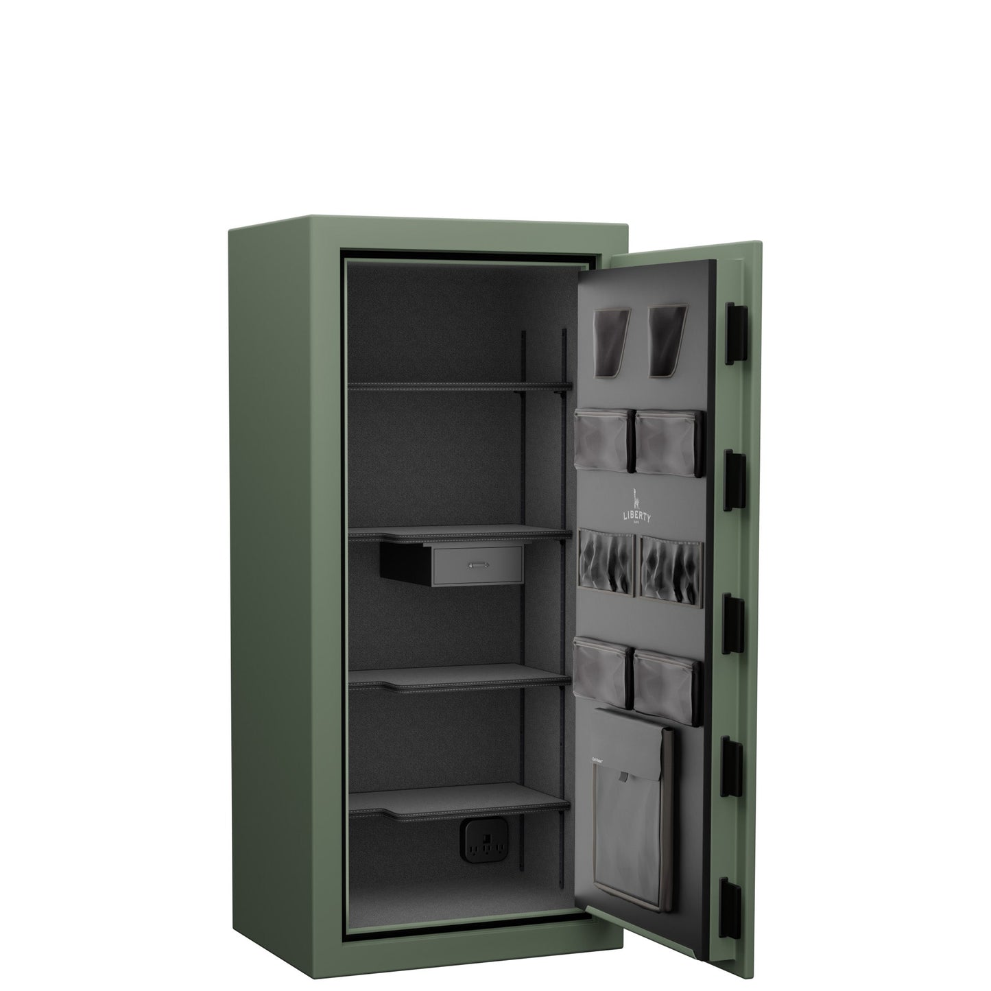 Home SE | Home Series 20 | Level 4 Security | 90 Minute Fire Protection | Dimensions: 60.5"(H) x 28"(W) x 20"(D) | Frontier Sage Textured Limited Edition Safe Colors - Open Door