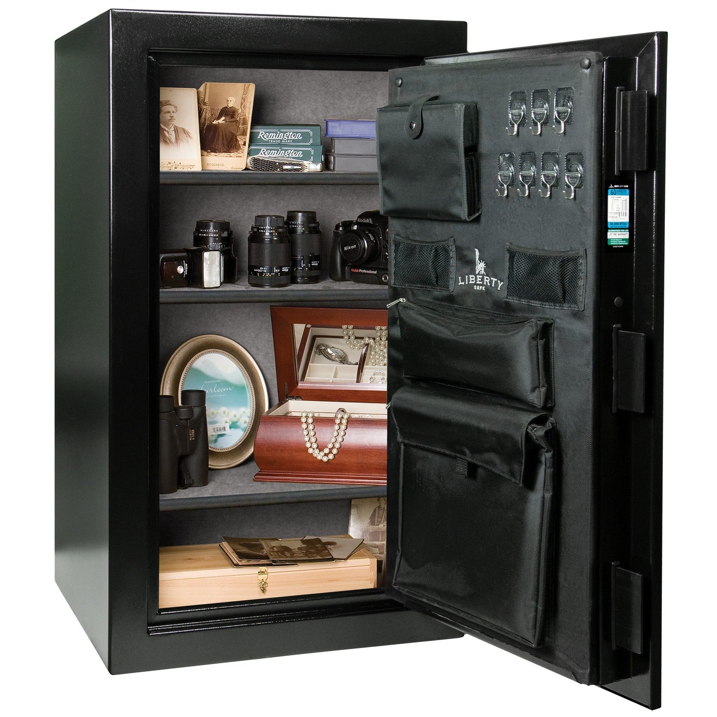 Home Series | 12 | Level 1 Security | 60 Minute Fire Protection | Dimensions 42.125"(H) x 24.125"(W) x 20"(D*) | Textured Black - Open Door
