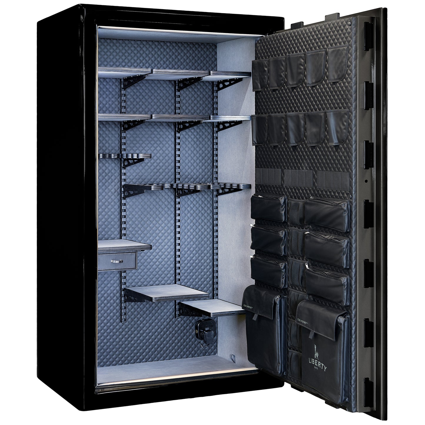 Presidential Series | Level 10 Security | 2.5 Hours Fire Protection | 50 | Dimensions: 72”(H) x 42”(W) x 27.75"(D*) | Gray Charcoal Gloss | Mechanical Lock - Open