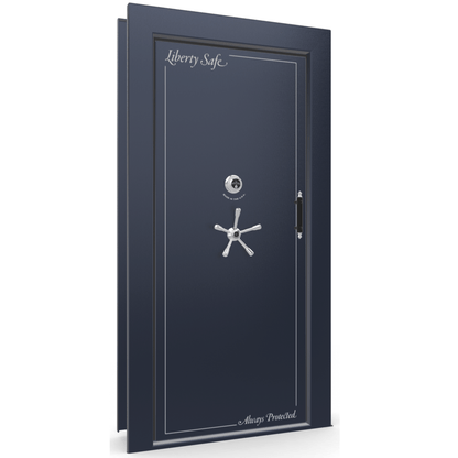 Vault Door Series | In-Swing | Left  Hinge | Blue Gloss | Mechanical Lock - closed