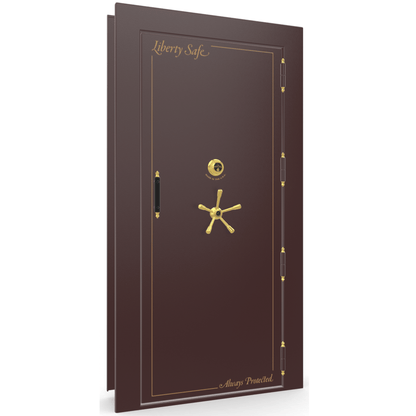 Vault Door Series | Out-Swing | Right  Hinge | Burgundy Marble | Mechanical Lock - closed