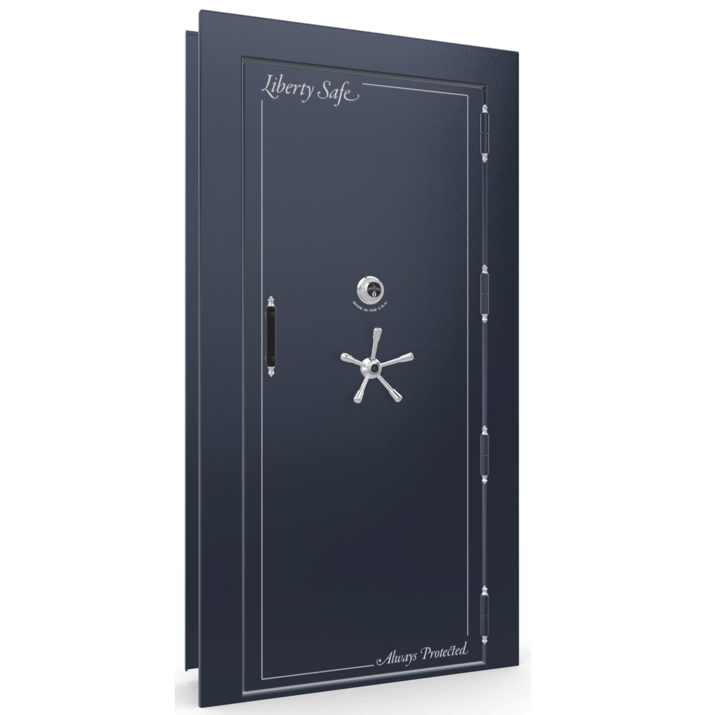 Vault Door Series | Out-Swing | Right  Hinge | Blue Gloss | Mechanical Lock - closed