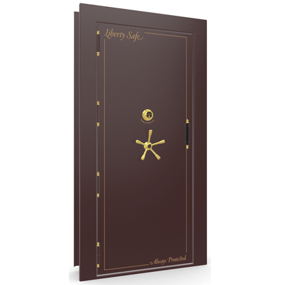 Vault Door Series | Out-Swing | Left  Hinge | Burgundy Marble | Mechanical Lock - closed