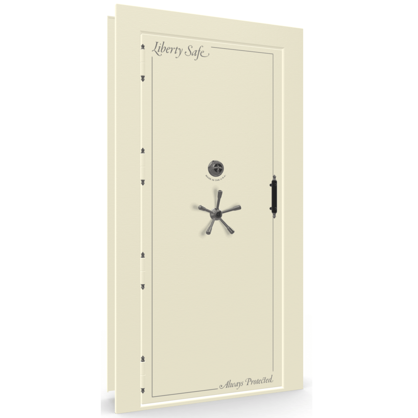 Vault Door Series | Out-Swing | Left  Hinge | White Marble | Mechanical Lock - closed