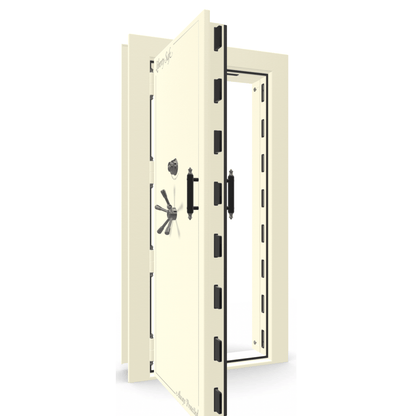 Vault Door Series | Out-Swing | Left  Hinge | White Marble | Mechanical Lock - open