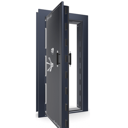 Vault Door Series | Out-Swing | Left  Hinge | Blue Gloss | Mechanical Lock - open
