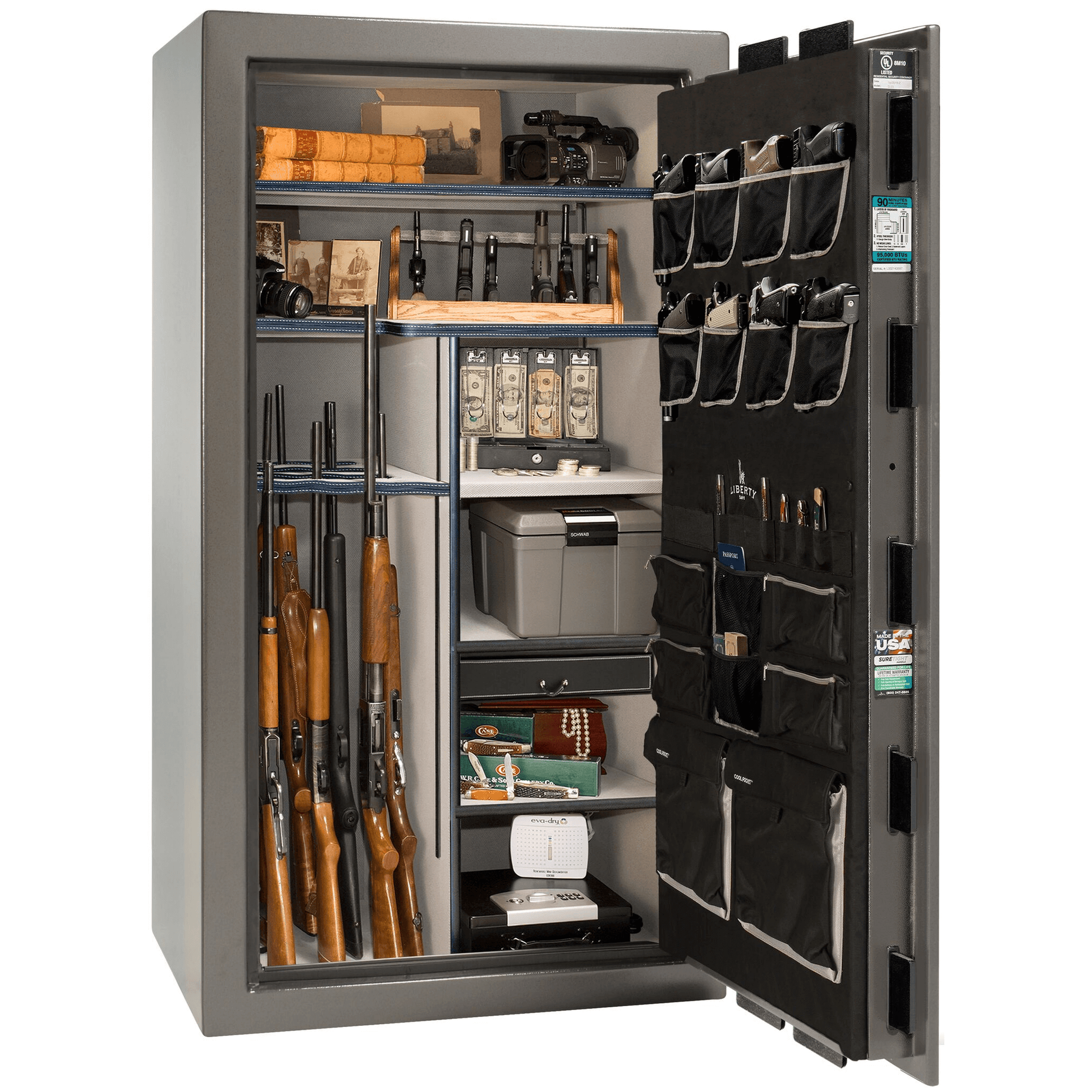 Lincoln Series | Level 5 Security | 110 Minute Fire Protection | 50 | Dimensions: 72.5"(H) x 42"(W) x 32"(D) | Black Gloss | Electronic Lock