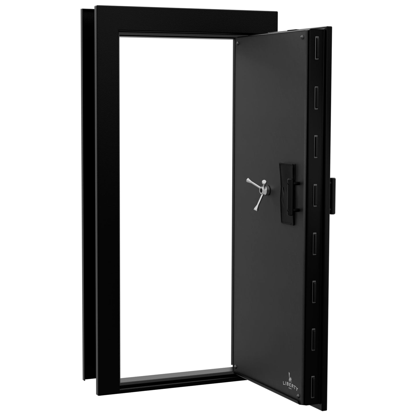 Vault Door Series | Out-Swing | Right  Hinge | Black Textured | Mechanical Lock - open