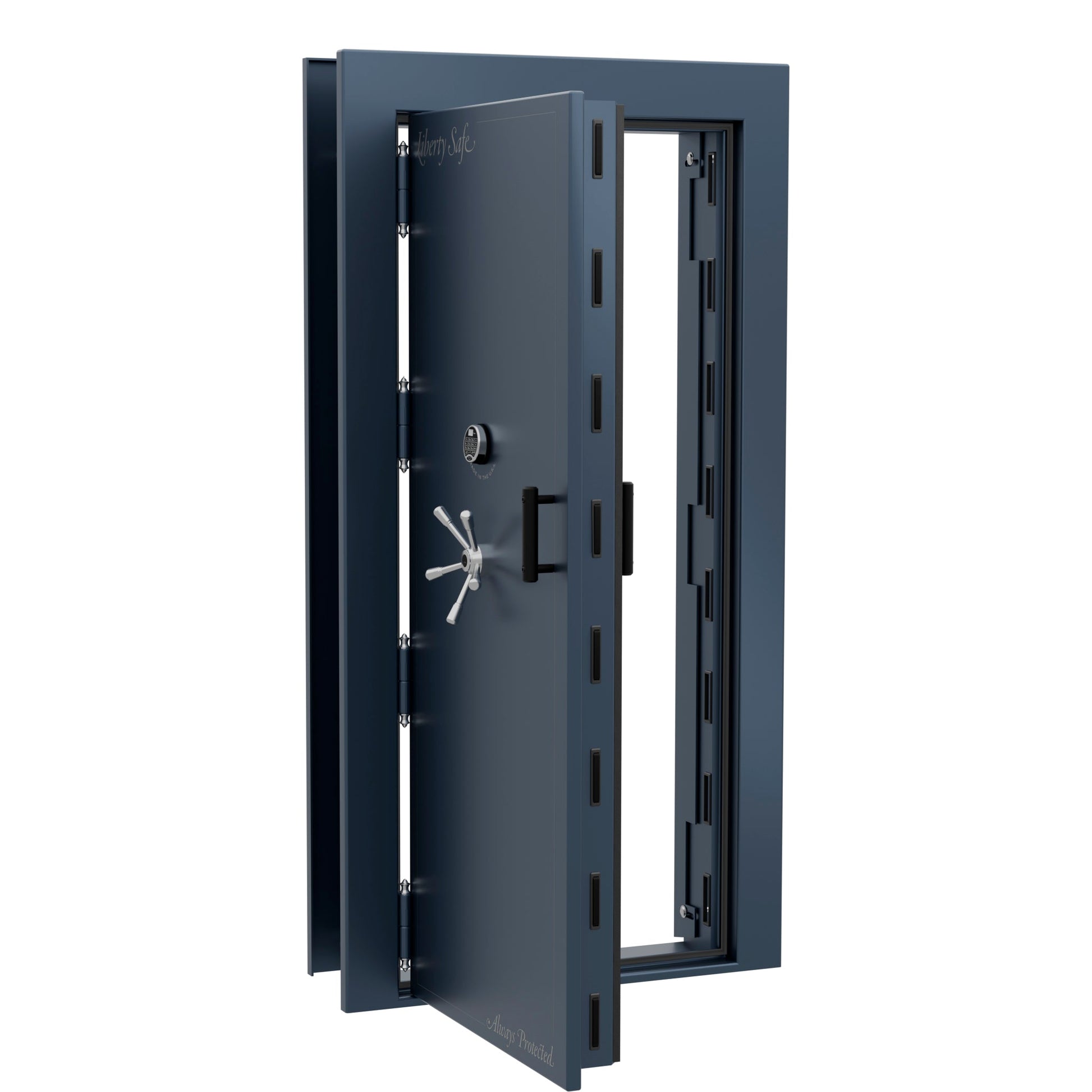 Vault Door Series | Out-Swing | Left  Hinge | Blue Gloss | Electronic Lock - open