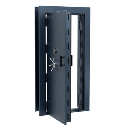 Vault Door Series | Out-Swing | Left  Hinge | Blue Gloss | Electronic Lock - open