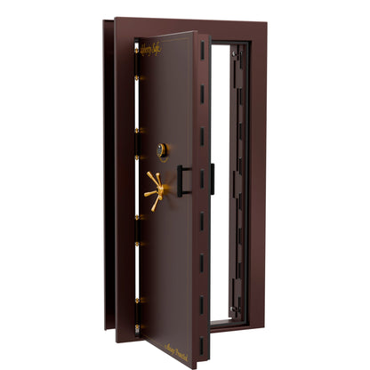 Vault Door Series | Out-Swing | Left  Hinge | Burgundy Marble | Electronic Lock - open