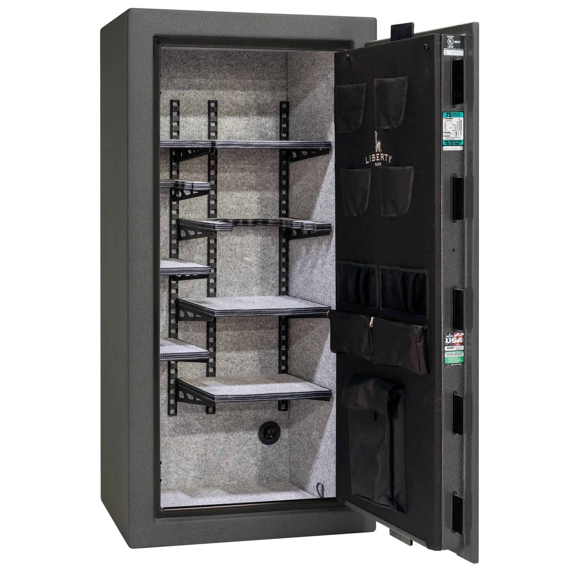 Colonial Series | Level 4 Security | 75 Minute Fire Protection | 23 PRO FLEX | DIMENSIONS: 60.5"(H) X 30"(W) X 22"(D*) | Granite Textured | Electronic Lock - Open