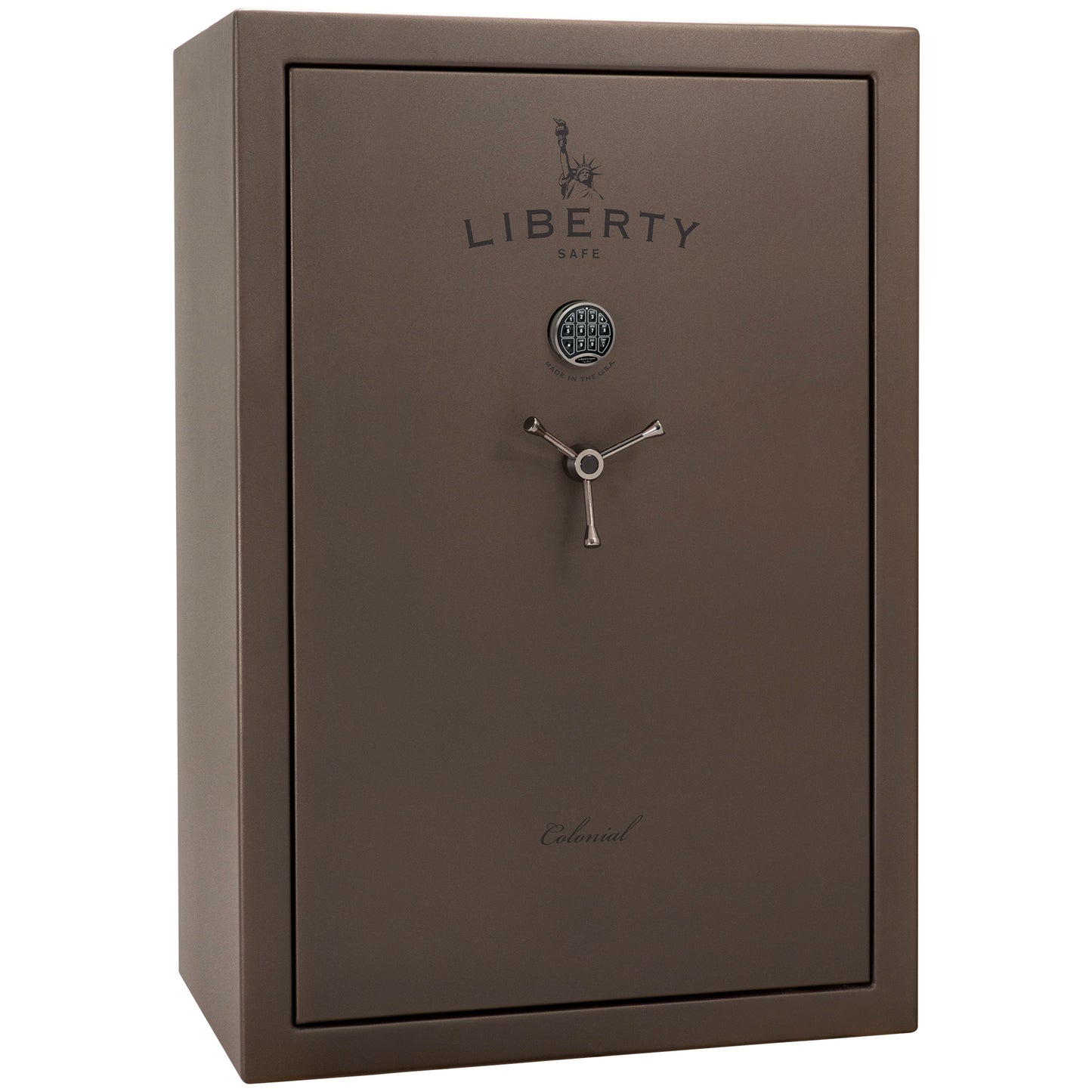 Colonial 35 | Pro Flex Interior | Level 4 Security | 75 Minute Fire Protection | Dimensions: 60.5"(H) x 42"(W) x 22"(D) | Up to 45 Long Guns | Bronze Textured | Electronic Lock – Closed