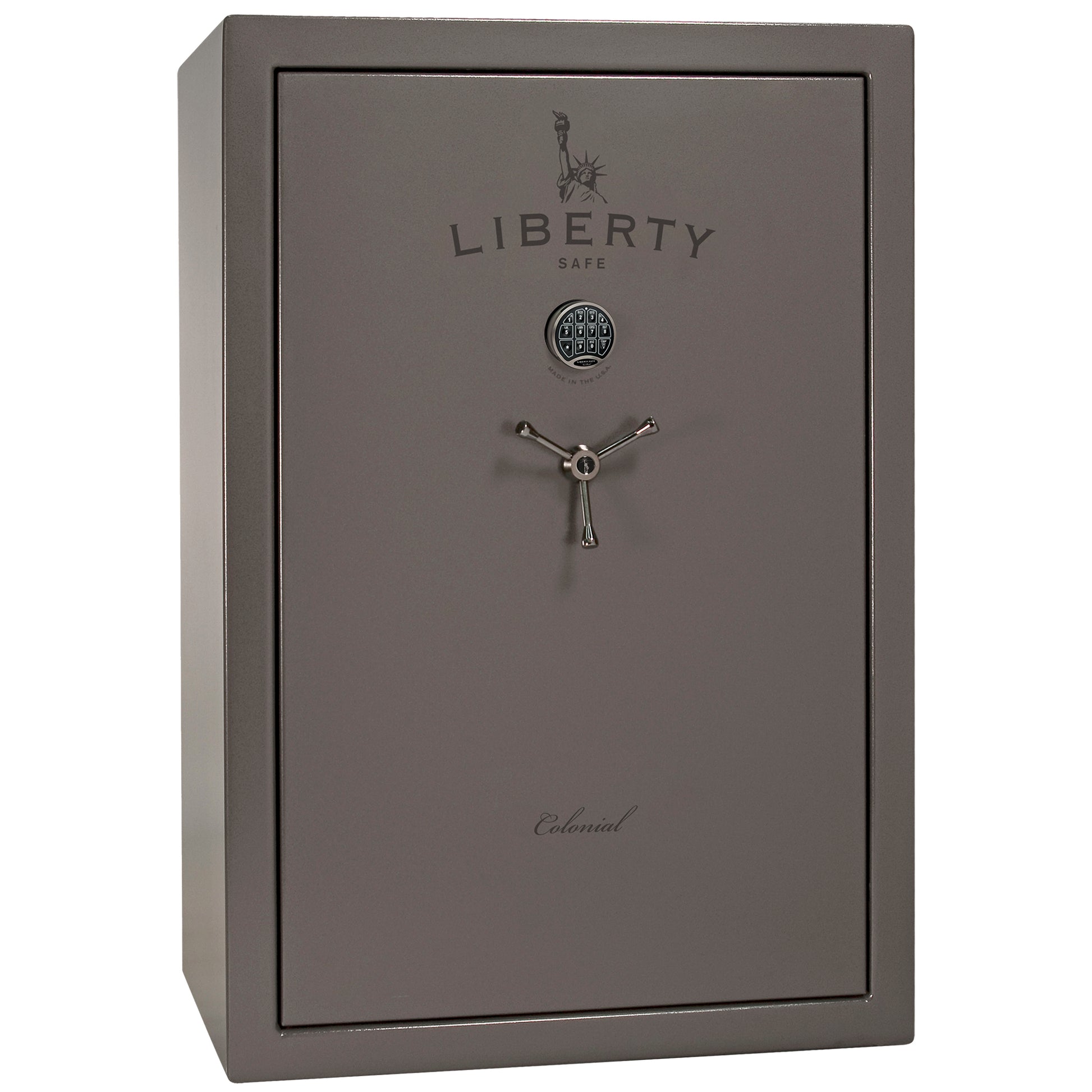 Colonial 35 | Pro Flex Interior | Level 4 Security | 75 Minute Fire Protection | Dimensions: 60.5"(H) x 42"(W) x 22"(D) | Up to 45 Long Guns | Gray Gloss | Electronic Lock - Closed