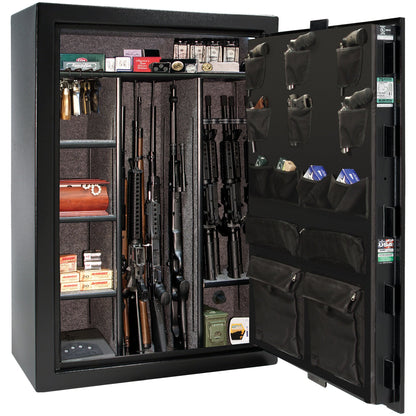 Colonial Series | Level 4 Security | 75 Minute Fire Protection | 35 | DIMENSIONS: 60.5"(H) X 42”(W) X 22"(D*) | Black Gloss | Mechanical Lock - open