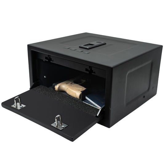 HDV-250X | Biometric Handgun Vault | 11.125”(D) X 12.374”(W) X 6.689”(H) Exterior Dimensions | Black - Open