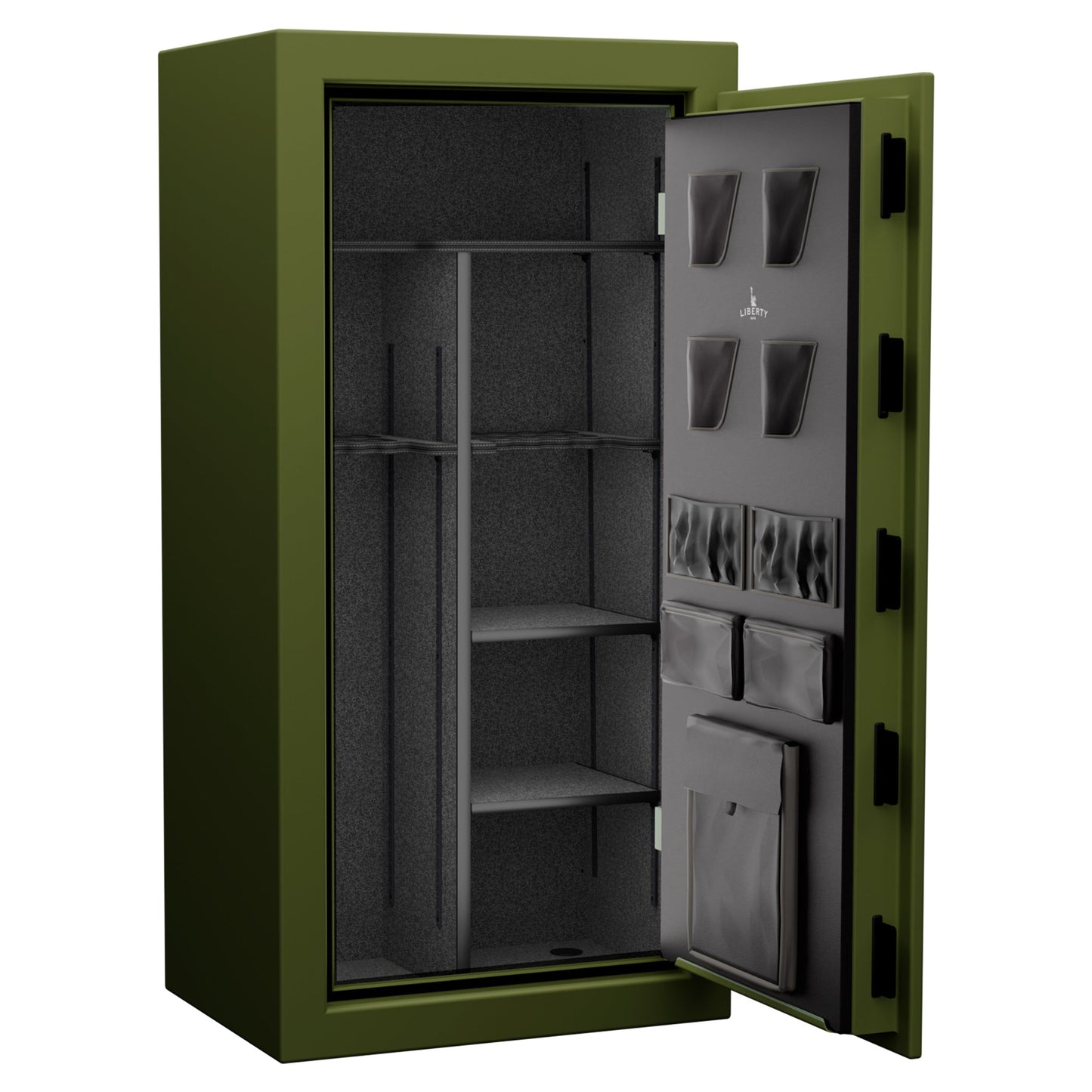 USA Series | Level 3 Security | 60 Minute Fire Rating | 30 | Dimensions: 60.5"(H) x 30"(W) x 22"(D) | OD Green Flag Safe | Black Electronic Lock - Open