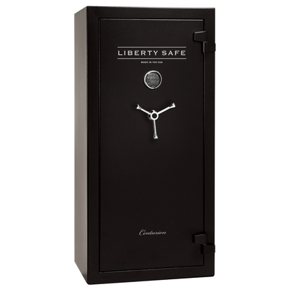 Centurion DLX 32 | Level 1 Security | 40 Minute Fire Protection | Dimensions: 59.5" x 28.25" x 24.5" | Textured Black | Chrome | Elock - Closed Door