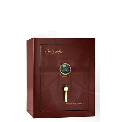 Premium Home Series | Level 7 Security | 2 Hour Fire Protection | 08 | Dimensions: 29.75"(H) x 24.5"(W) x 19"(D) | Burgundy Gloss Brass - Closed Door