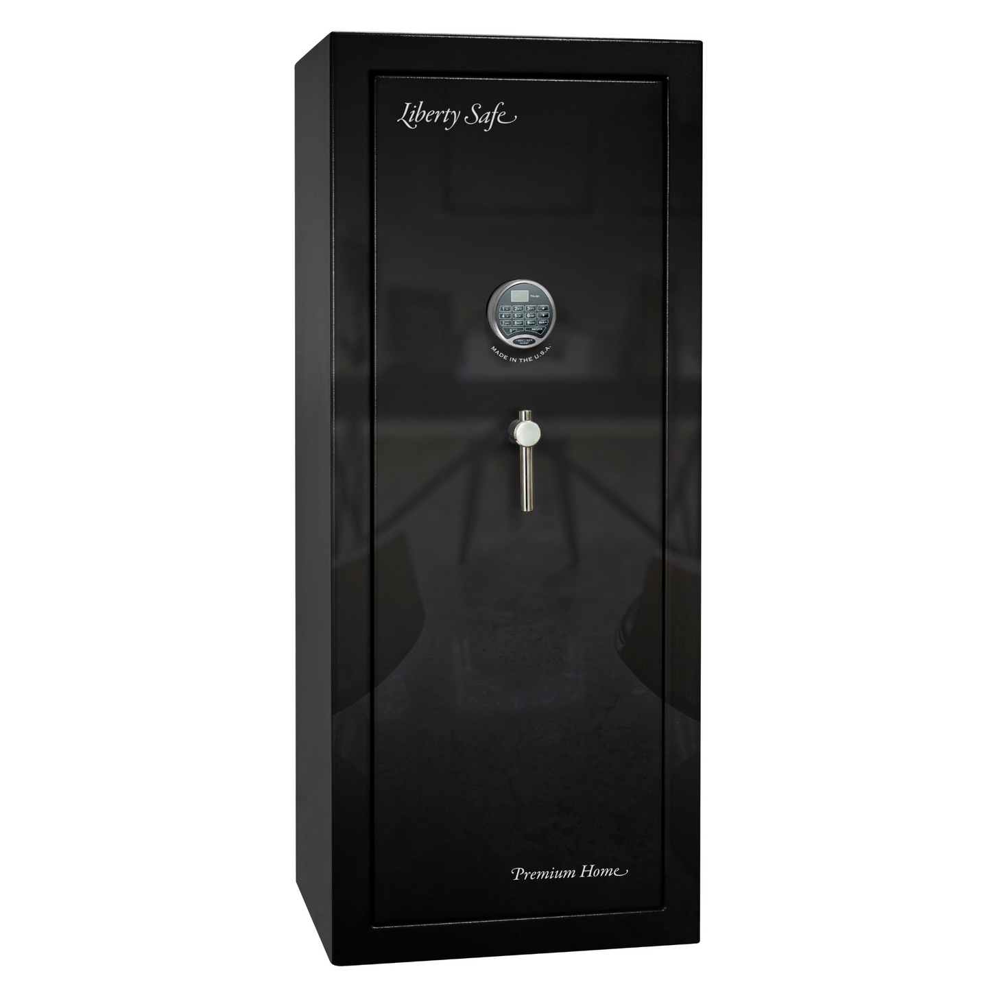 Premium Home Series | Level 7 Security | 2 Hour Fire Protection | 17 | Dimensions: 60.25"(H) x 24.5"(W) x 19"(D) | Black Gloss Chrome - Closed Door